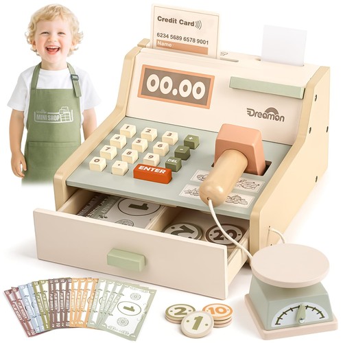 Wooden till toys - wooden, cash
